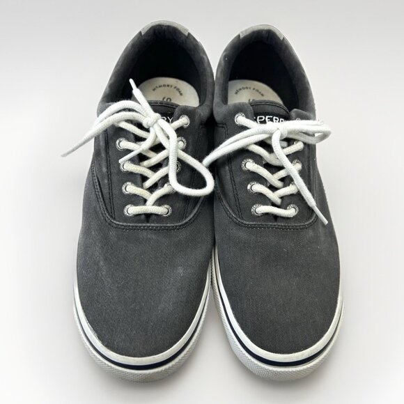 mens sperry topsider canvas shoes/size 10W stately/Charcoal Gray - Picture 15 of 16